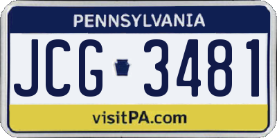 PA license plate JCG3481
