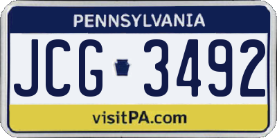 PA license plate JCG3492