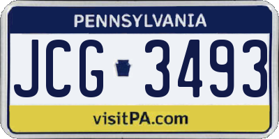 PA license plate JCG3493