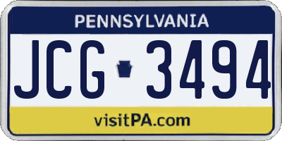 PA license plate JCG3494