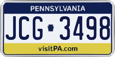 PA license plate JCG3498