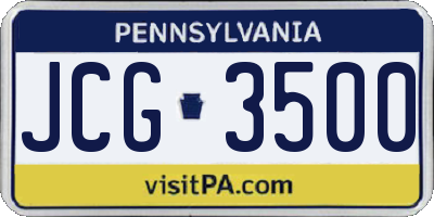 PA license plate JCG3500