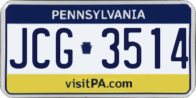 PA license plate JCG3514