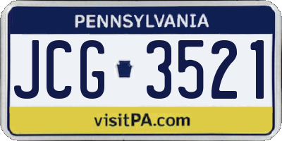 PA license plate JCG3521