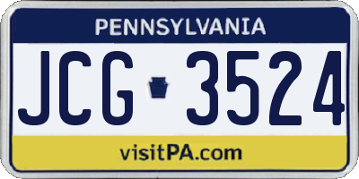 PA license plate JCG3524