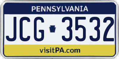 PA license plate JCG3532