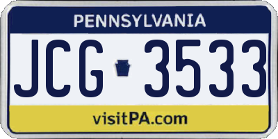 PA license plate JCG3533