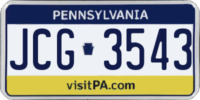 PA license plate JCG3543