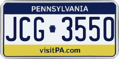 PA license plate JCG3550