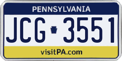 PA license plate JCG3551