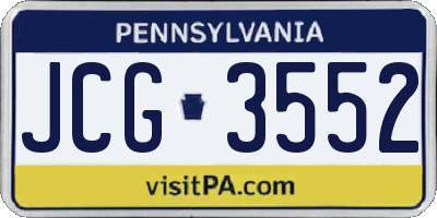 PA license plate JCG3552