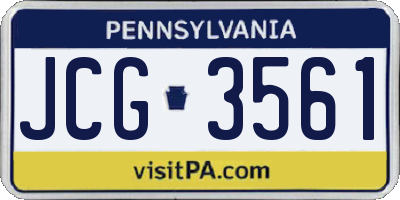 PA license plate JCG3561