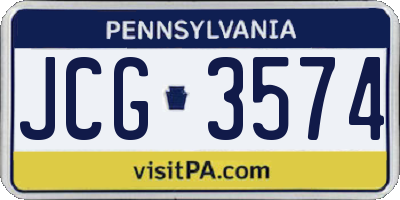 PA license plate JCG3574