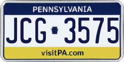 PA license plate JCG3575