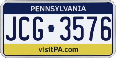 PA license plate JCG3576