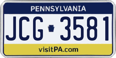PA license plate JCG3581