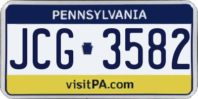 PA license plate JCG3582