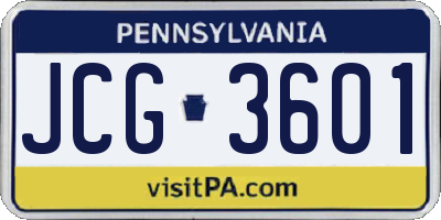 PA license plate JCG3601