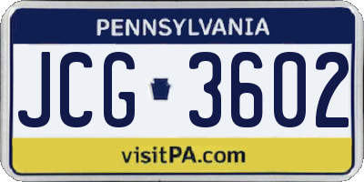 PA license plate JCG3602