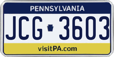 PA license plate JCG3603
