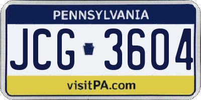 PA license plate JCG3604