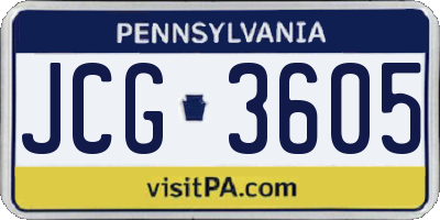 PA license plate JCG3605