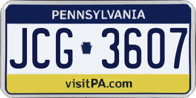 PA license plate JCG3607