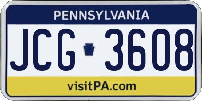 PA license plate JCG3608