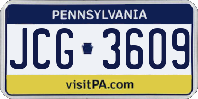 PA license plate JCG3609