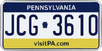 PA license plate JCG3610