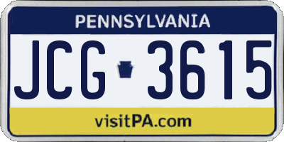 PA license plate JCG3615