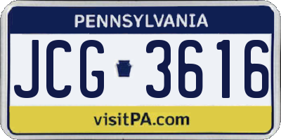 PA license plate JCG3616