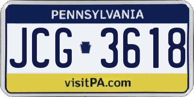 PA license plate JCG3618