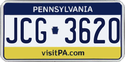 PA license plate JCG3620