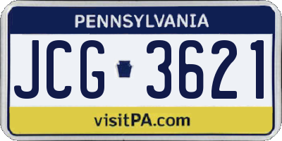PA license plate JCG3621