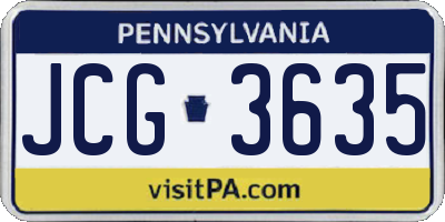 PA license plate JCG3635