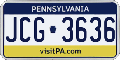 PA license plate JCG3636