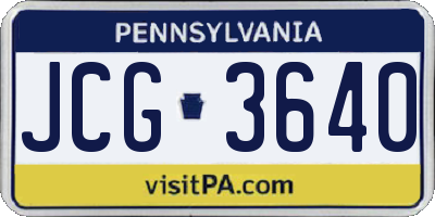 PA license plate JCG3640