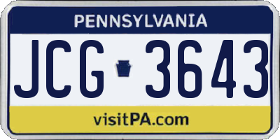PA license plate JCG3643
