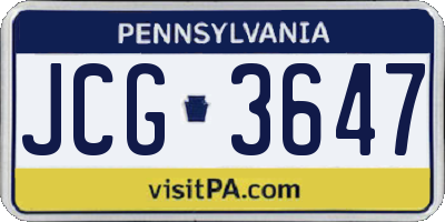 PA license plate JCG3647