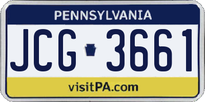 PA license plate JCG3661