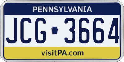 PA license plate JCG3664