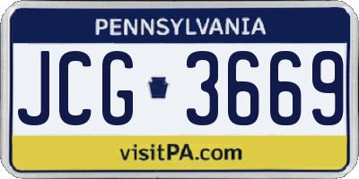 PA license plate JCG3669