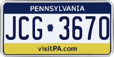 PA license plate JCG3670