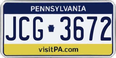 PA license plate JCG3672