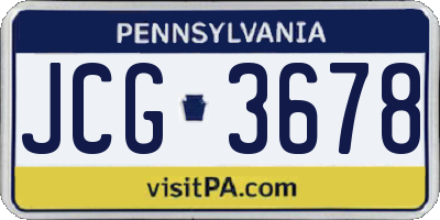 PA license plate JCG3678