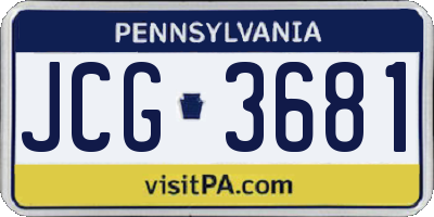 PA license plate JCG3681