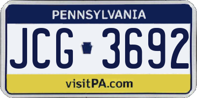 PA license plate JCG3692