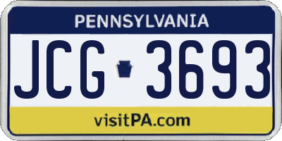 PA license plate JCG3693