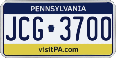 PA license plate JCG3700